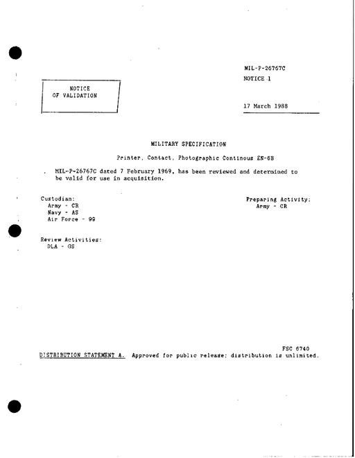 MIL MIL-P-26767C Notice 1 - Validation