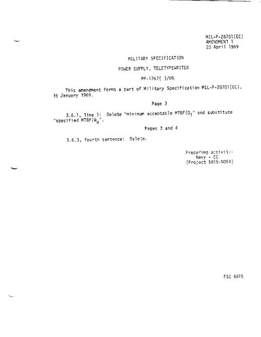 MIL MIL-P-28701 Amendment 1