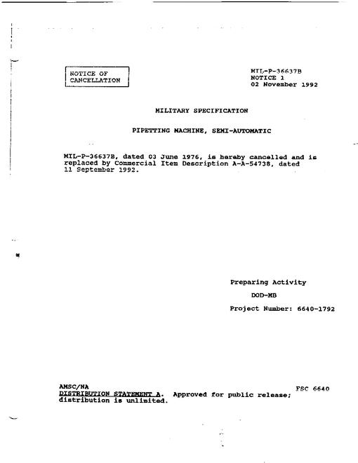 MIL MIL-P-36637B Notice 1 - Cancellation