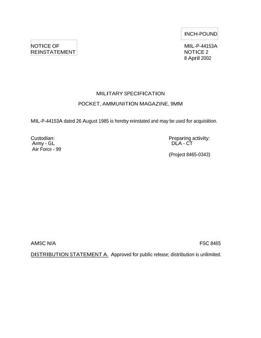 MIL MIL-P-44153A Notice 2 - Reactivation 1