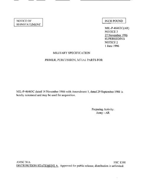 MIL MIL-P-46463C Notice 3 - Reactivation