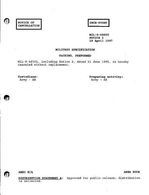MIL MIL-P-48005 Notice 3 - Cancellation