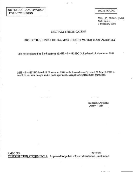 MIL MIL-P-48323C Notice 1 - Inactivation