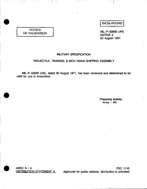 MIL MIL-P-50890 Notice 2 - Validation