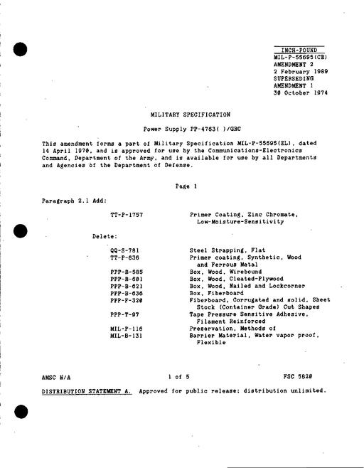 MIL MIL-P-55695 Amendment 2