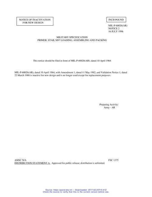 MIL MIL-P-60026 Notice 2 - Inactivation