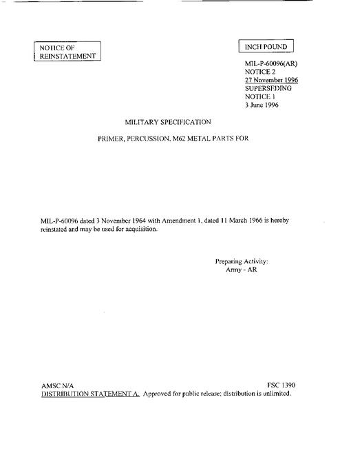 MIL MIL-P-60096 Notice 2 - Reactivation