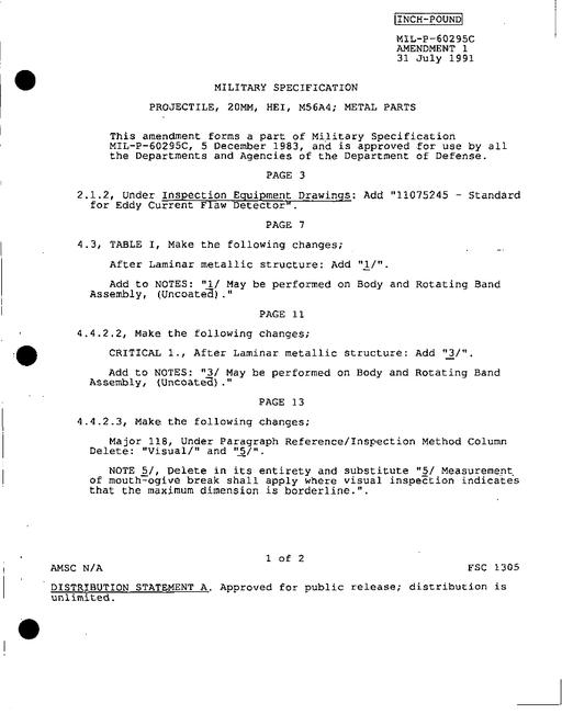 MIL MIL-P-60295C Amendment 1