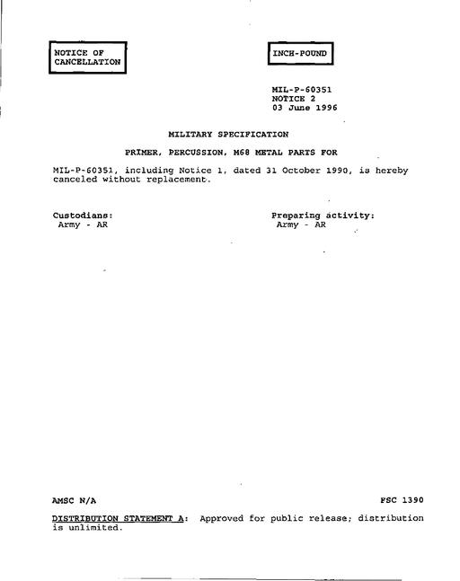 MIL MIL-P-60351 Notice 2 - Cancellation