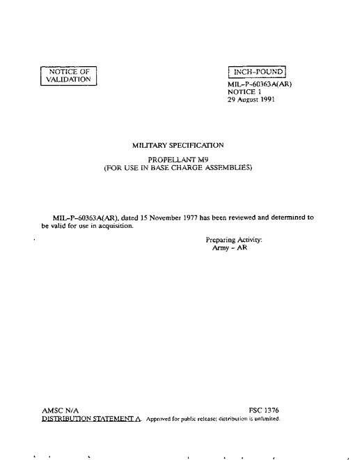 MIL MIL-P-60363A Notice 1 - Validation