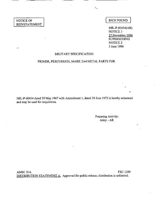 MIL MIL-P-60454 Notice 3 - Reactivation