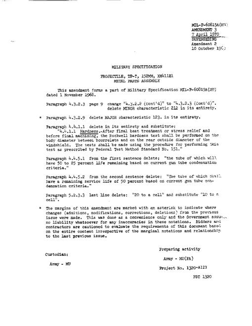 MIL MIL-P-60815A Amendment 3