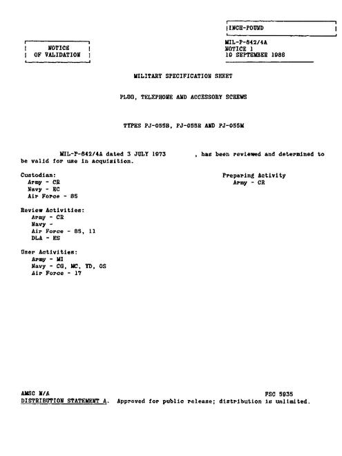 MIL MIL-P-642/4A Notice 1 - Validation