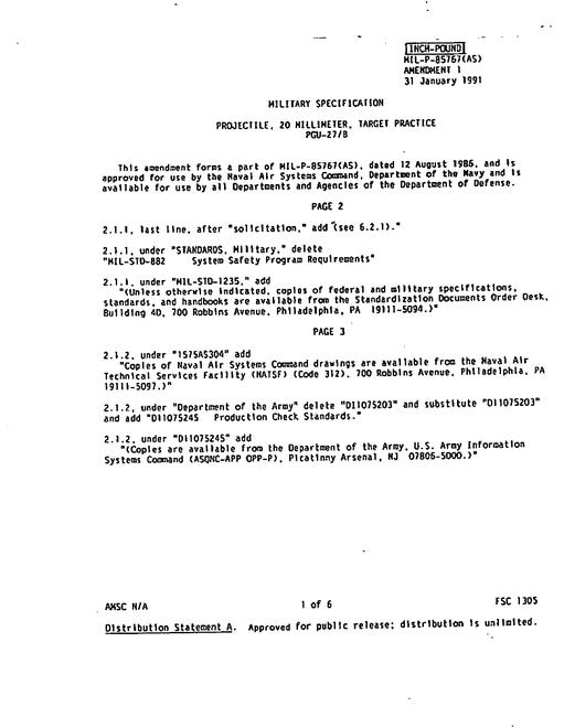 MIL MIL-P-85767 Amendment 1