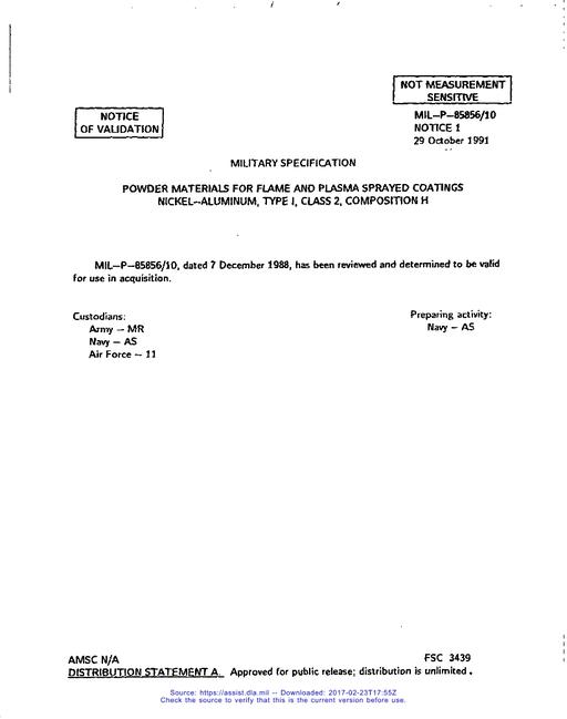 MIL MIL-P-85856/10 Notice 1 - Validation