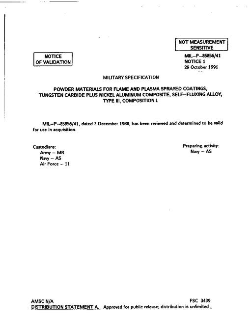 MIL MIL-P-85856/41 Notice 1 - Validation