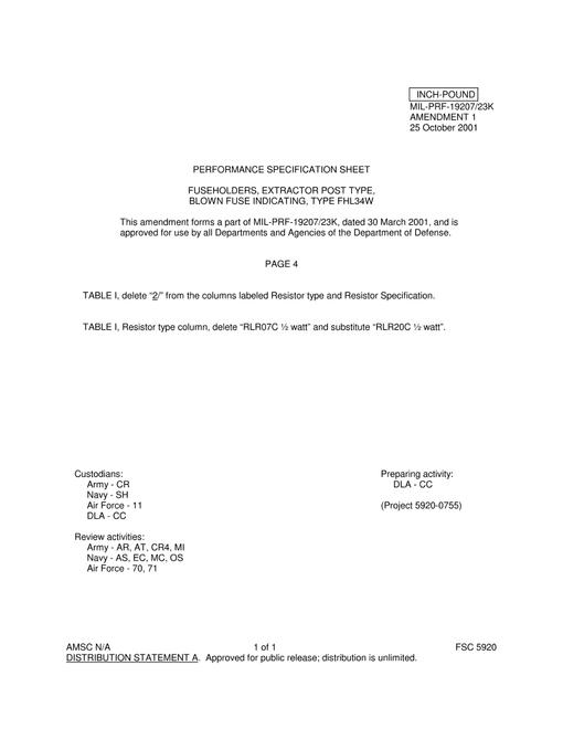 MIL MIL-PRF-19207/23K Amendment 1
