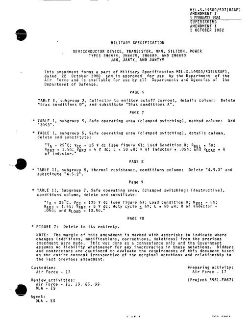 MIL MIL-PRF-19500/537 Amendment 2