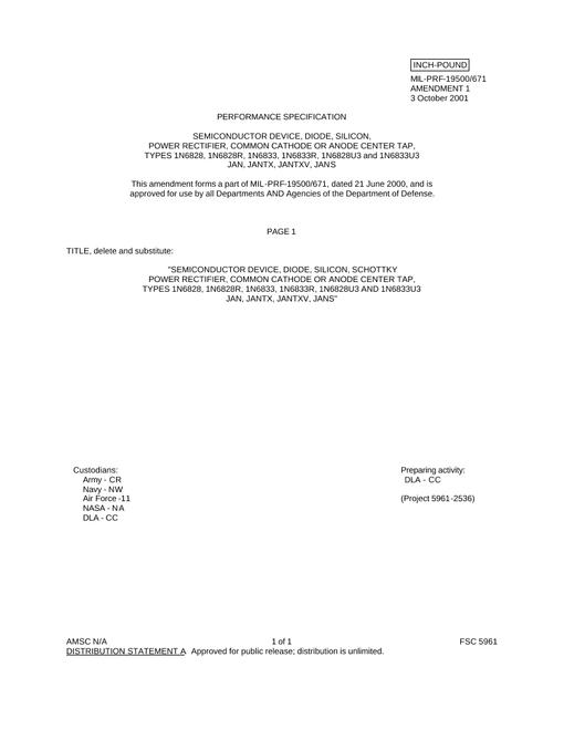 MIL MIL-PRF-19500/671 Notice 2 - Amendment 1