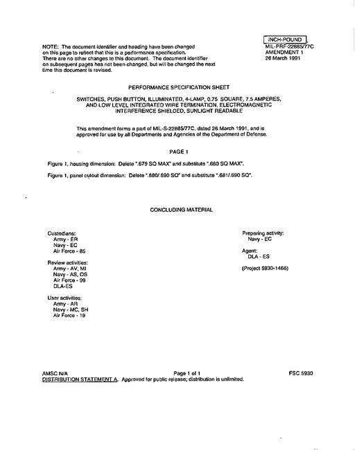 MIL MIL-PRF-22885/77C Amendment 1