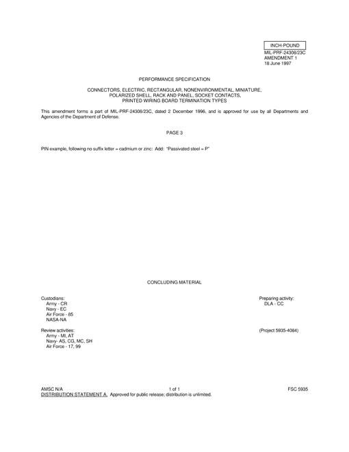 MIL MIL-PRF-24308/23C Amendment 1