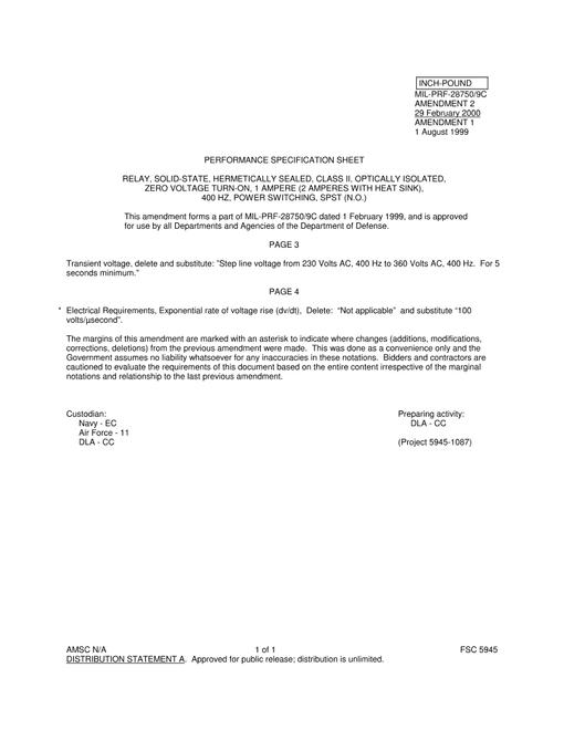 MIL MIL-PRF-28750/9C Amendment 2