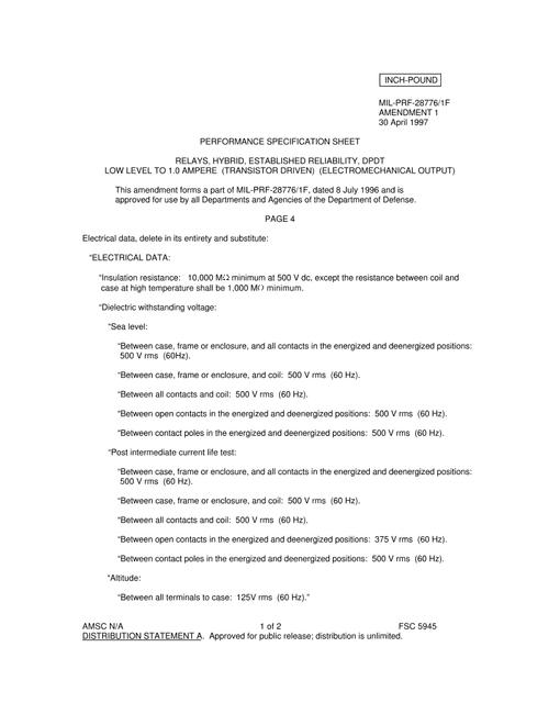 MIL MIL-PRF-28776/1F Amendment 1
