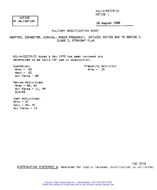 MIL MIL-PRF-55339/22 Notice 1 - Validation