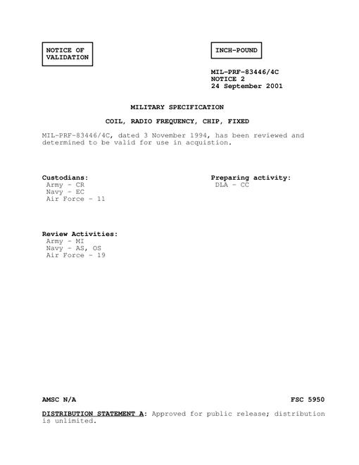 MIL MIL-PRF-83446/4C Notice 2 - Validation