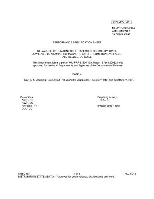 MIL MIL-PRF-83536/12A Amendment 1