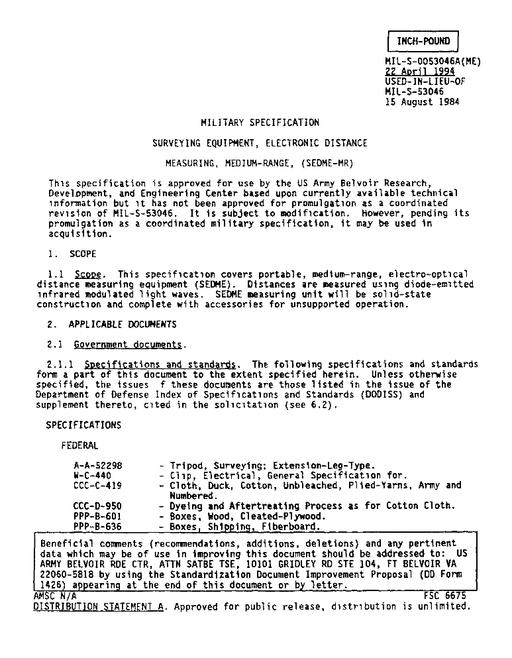 MIL MIL-S-0053046A
