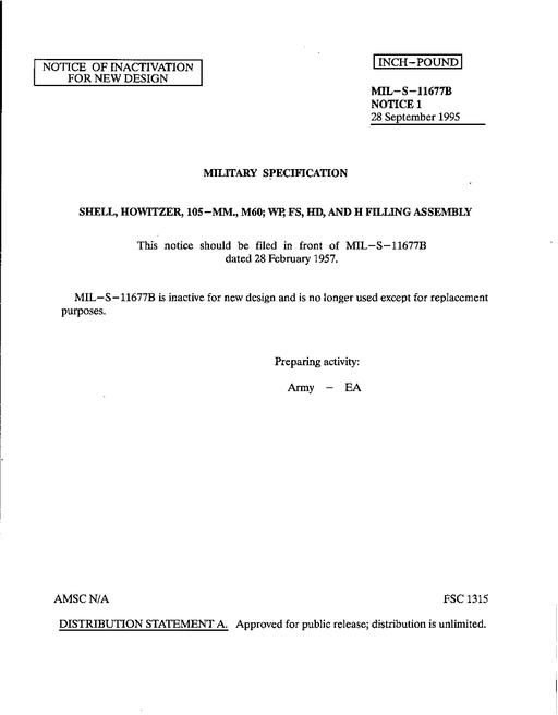 MIL MIL-S-11677B Notice 1 - Inactivation