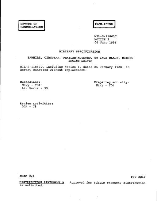 MIL MIL-S-11863C Notice 2 - Cancellation
