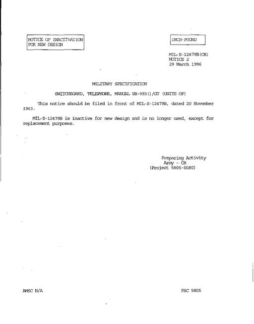 MIL MIL-S-12479B Notice 2 - Inactivation