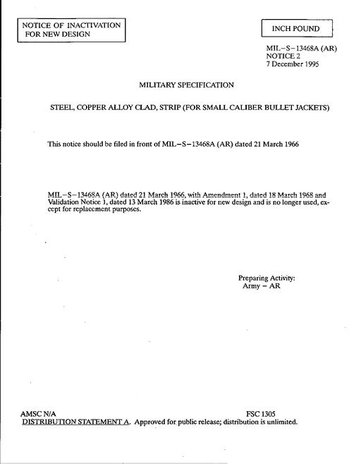 MIL MIL-S-13468A Notice 2 - Inactivation