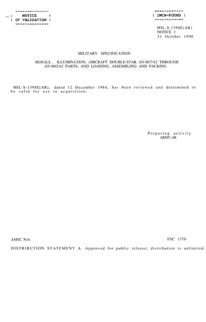 MIL MIL-S-1398E Notice 1 - Validation