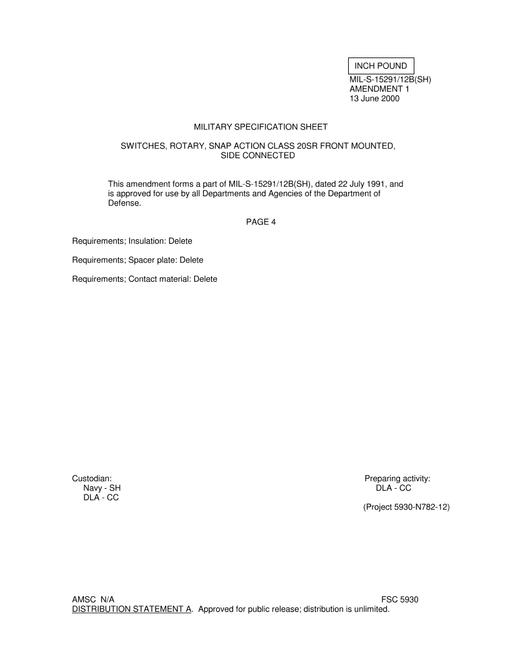 MIL MIL-S-15291/12B Amendment 1
