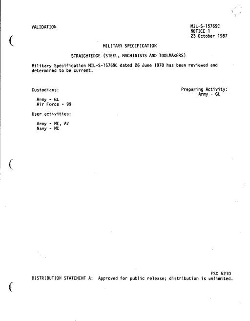 MIL MIL-S-15769C Notice 1 - Validation