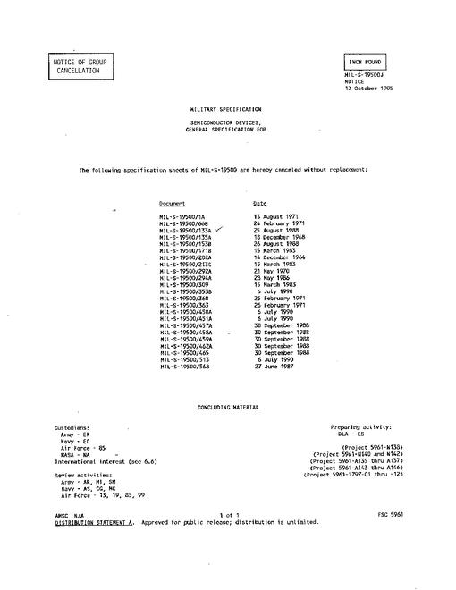 MIL MIL-S-19500/465 Notice 2 - Cancellation