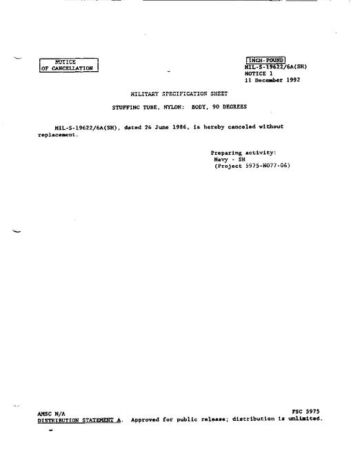 MIL MIL-S-19622/6A Notice 1 - Cancellation