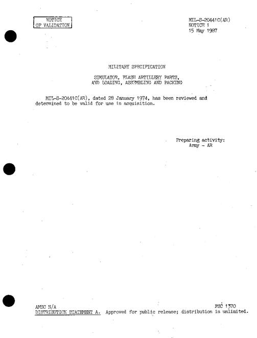 MIL MIL-S-20441C Notice 1 - Validation