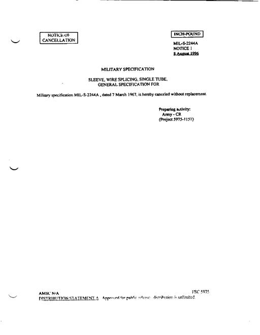 MIL MIL-S-2244A Notice 1 - Cancellation