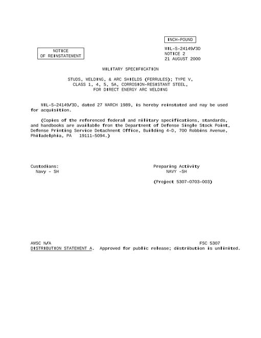 MIL MIL-S-24149/3D Notice 2 - Reactivation 1
