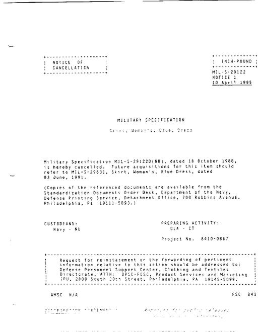 MIL MIL-S-29122D Notice 1 - Cancellation