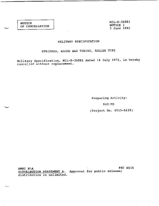 MIL MIL-S-36881 Notice 1 - Cancellation