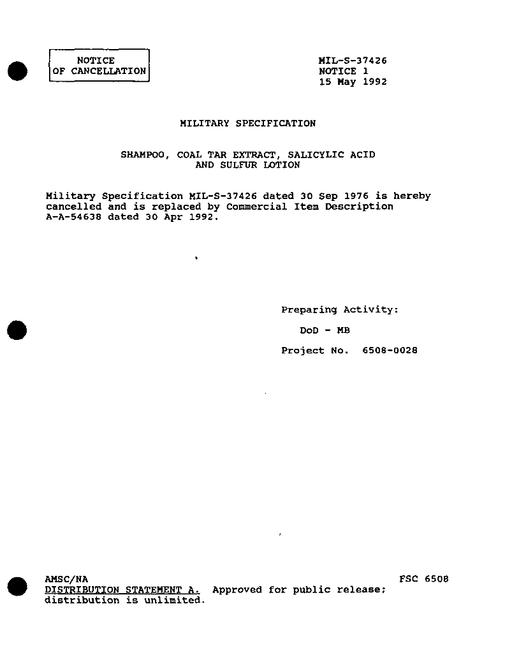 MIL MIL-S-37426 Notice 1 - Cancellation