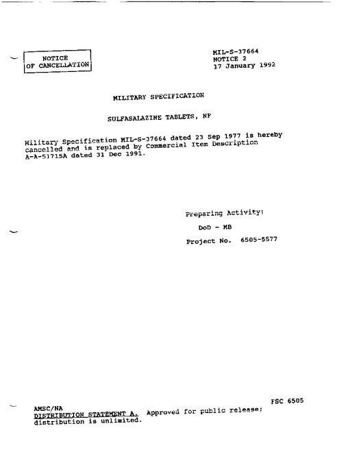 MIL MIL-S-37664 Notice 2 - Cancellation