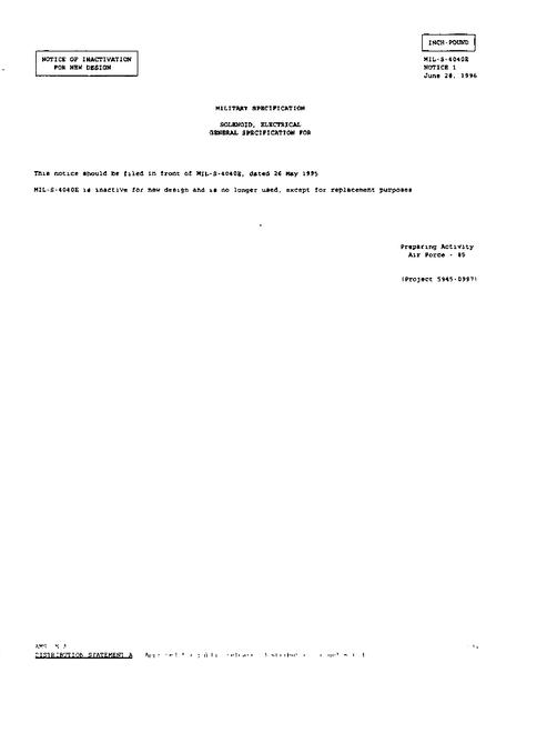 MIL MIL-S-4040E Notice 1 - Inactivation