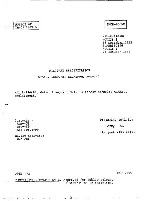 MIL MIL-S-43669A Notice 2 - Cancellation