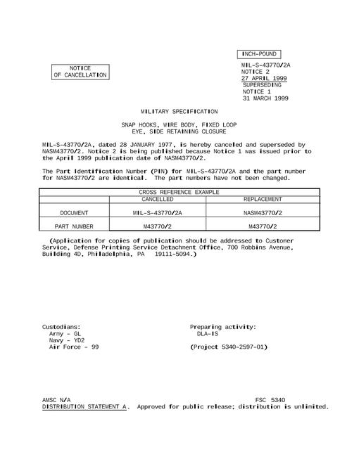 MIL MIL-S-43770/2A Notice 2 - Cancellation